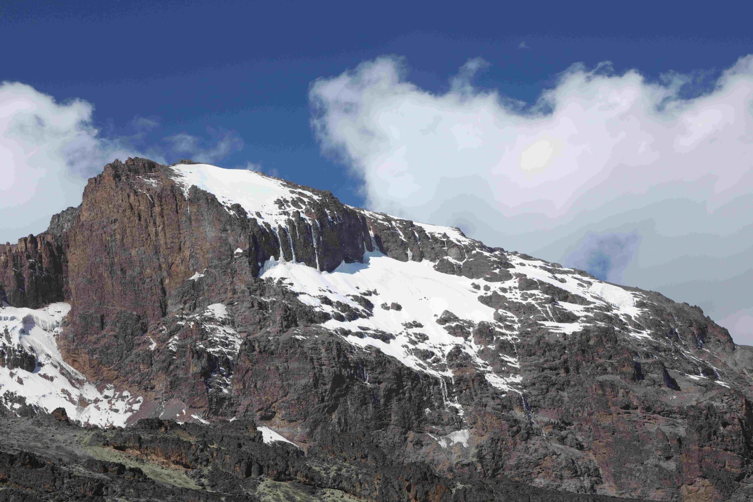 Snow on the Rongai route, Mount Kilimanjaro
